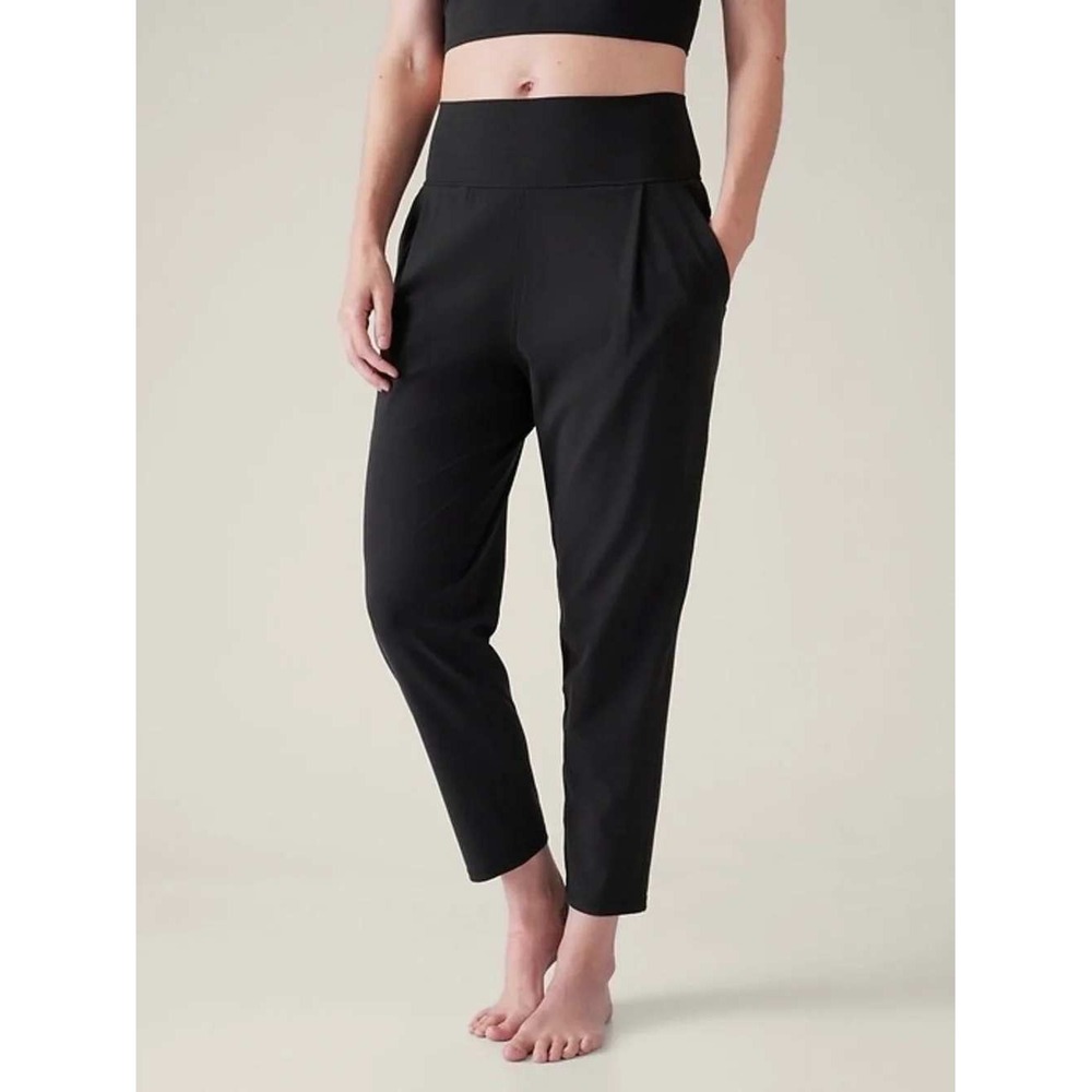 Athleta Elation Tapered Pant Black High Rise Pleated Yoga Womens XL Athleisure